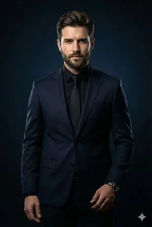 Cinematic Portrait of Middle-Aged Man in Suit