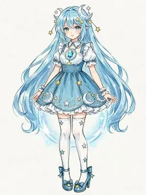 Blue Celestial Anime Girl Design