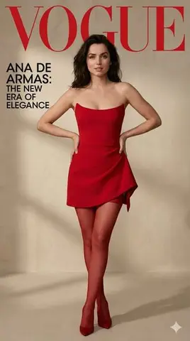 Ana de Armas Red Dress Cinematic Portrait Prompt