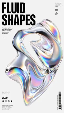 Iridescent Fluid Shapes Poster