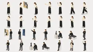 Isometric Gallery People Set