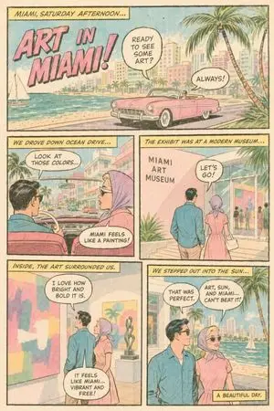 Vintage Miami Art Date Comic Page