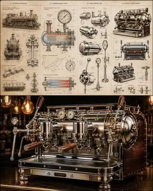 Locomotive-Inspired Espresso Machine Design