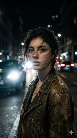 Ultra-realistic portrait of a woman (from uploaded image), messy