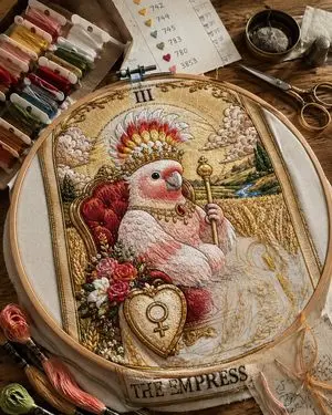 Embroidered Empress Tarot Cockatoo
