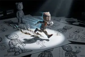 Cinematic Macro Toy Photography of a Sprinting Character