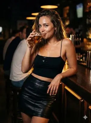 Ultra-Photorealistic Nightlife Portrait with Spilled Beer