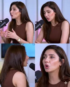 Mahira Khan 2x2 Collage Podcast Interview Prompt