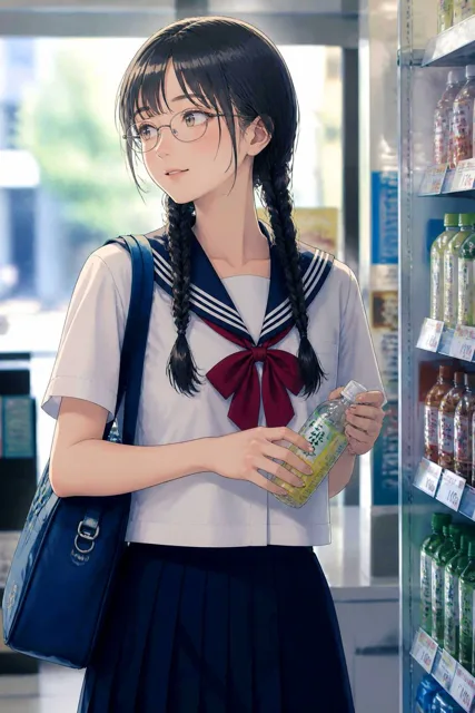 Social Media Post - Anime Schoolgirl in Convenience Store