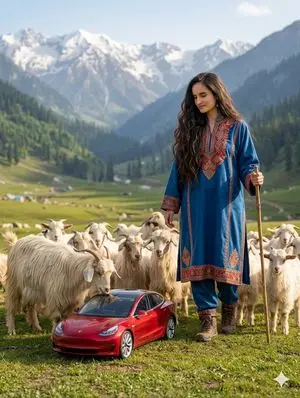 Surreal Kashmiri Shepherd with Tesla