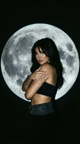 Low-Key Portrait with Moon Projection Silhouette