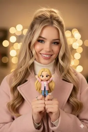 Cinematic Portrait with Chibi Figurine Prop