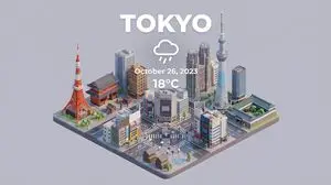 Isometric Miniature 3D City Cartoon Scene