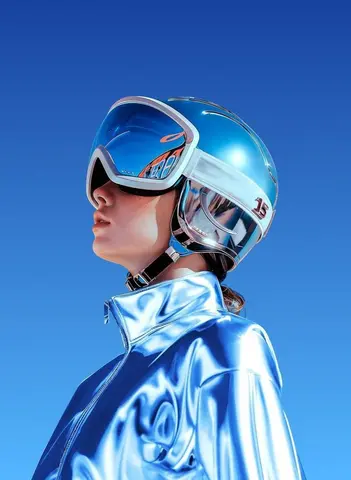 Ultra-realistic futuristic portrait of a young woman in side