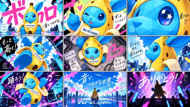 YouTube Thumbnail - Vocaloid MV Style Character Grid