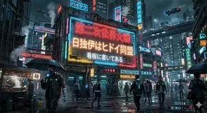 Cyberpunk World War II Signboard