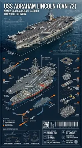 Cinematic Engineering Infographic of USS Abraham Lincoln