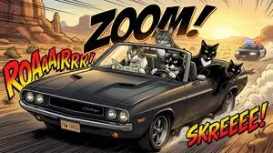 Epic Car Chase Action Shot
