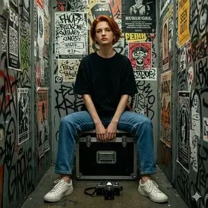Hyper-realistic Portrait in Graffiti Room