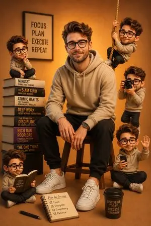Motivational Poster with 3D Cartoons