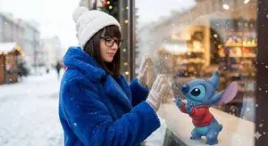 Photorealistic Winter Portrait with Animated Character Interaction