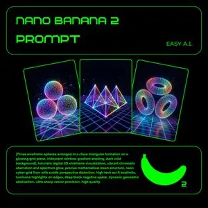 Neon Wireframe 3D Prompt Template