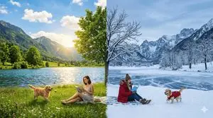 Surreal Seasonal Split Landscape
