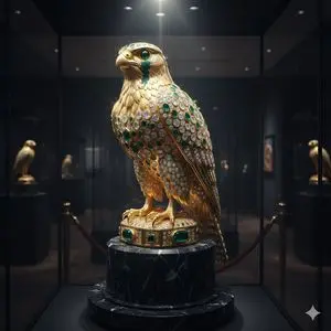 Ornate Gold Falcon Sculpture Prompt