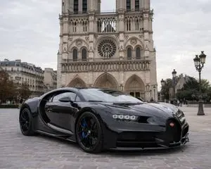 Hypercar Parked Before a Historic Landmark