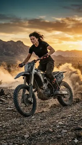 Desert Motocross Action Shot