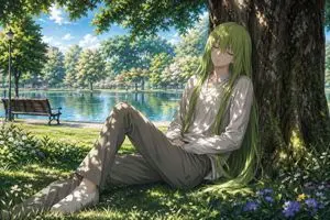 Enkidu Resting by a Lakeside Tree