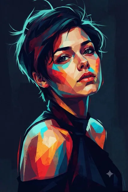Geometric Cubist Portrait Illustration