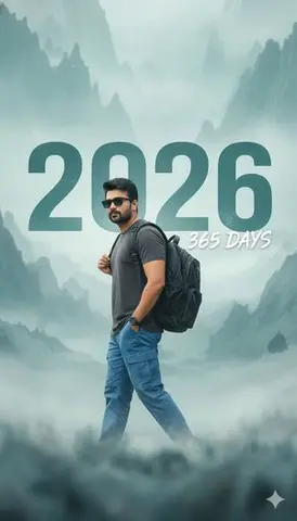 New Year 2026 Cinematic Photo with Text Overlay