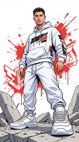 A dynamic full-body urban illustration of a man (use