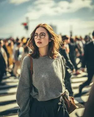 Cinematic Golden Hour Portrait in a City Crosswalk