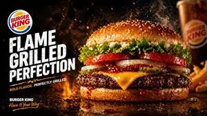 Flame-Grilled Burger Ad Poster
