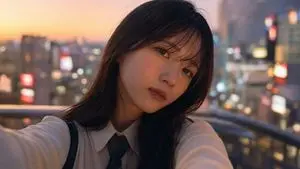 Emotional Japanese Student Selfie