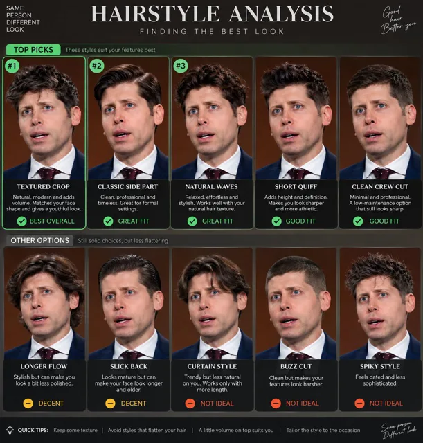 Infographic / Edu Visual - Hairstyle Analysis Comparison Portrait