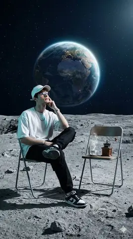 Surreal Cinematic Fashion Editorial on a Lunar Plain