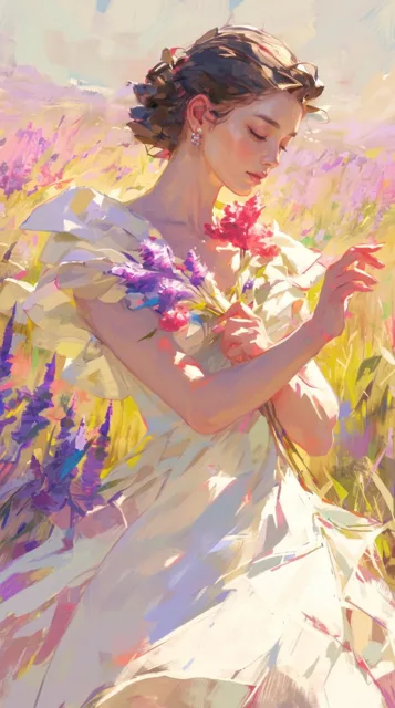 Impressionist Meadow Woman Portrait