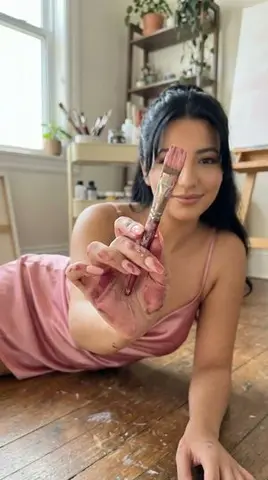 Ultra-Photoreal Lifestyle Portrait in an Art Studio with Pink Paint