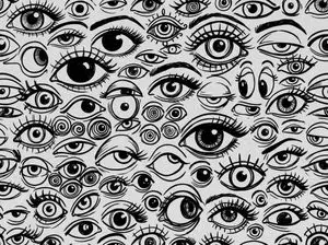 Black and White Hand-Drawn Eye Pattern