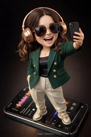 high-detail 3D semi-realistic chibi character with slightly exaggerated cute