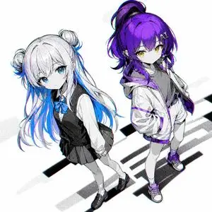 Two Anime Girls with Flashy Hair