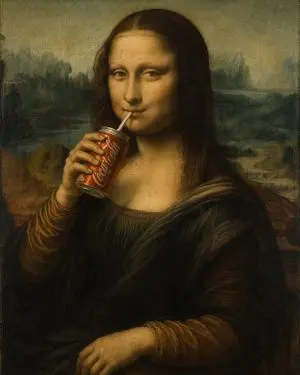 Mona Lisa Drinking Coke Oil Painting