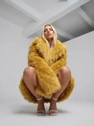 High Fashion Editorial: Woman in Yellow Fur Coat