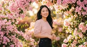 Ethereal 8K Portrait with Bougainvillea Blossoms Prompt