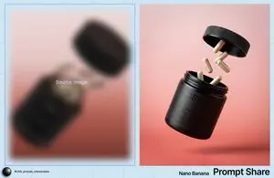 Commercial Product Shot of Levitating Supplement Jar and Capsules