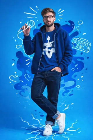 Mixed Media (photography + Vector Illustration) Standing with Relaxed Confidence, Body Angled