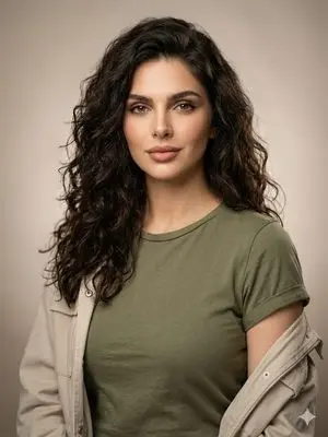 Editorial Studio Portrait in Olive Tee